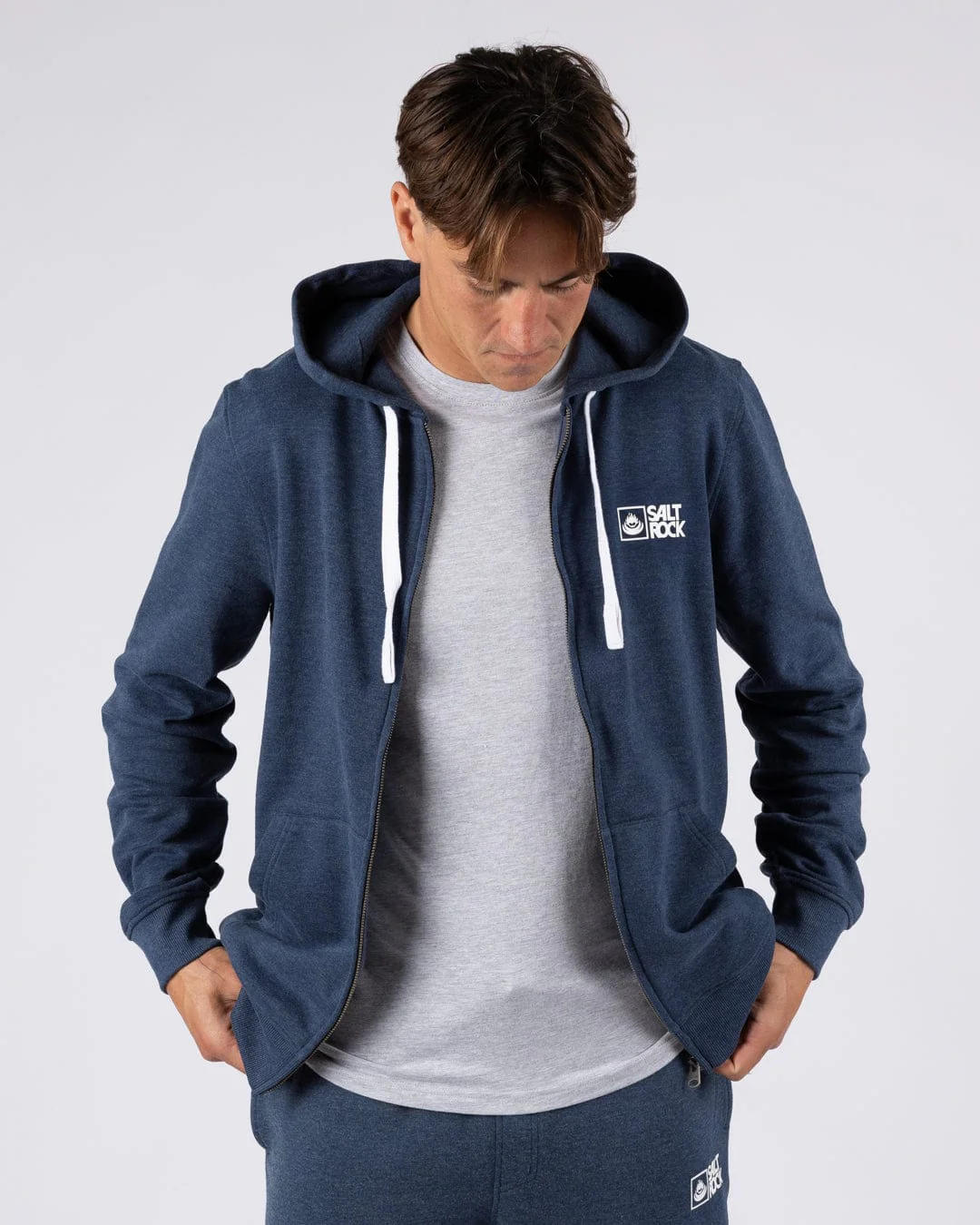 Saltrock Original - Mens Zip Hood - Blue Marl - Image 3