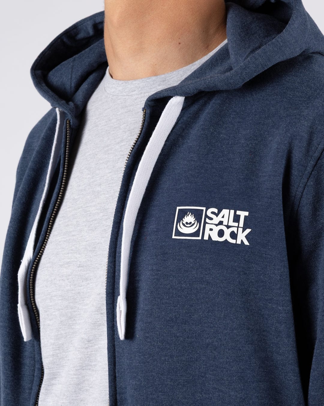 Saltrock Original - Mens Zip Hood - Blue Marl - Image 4
