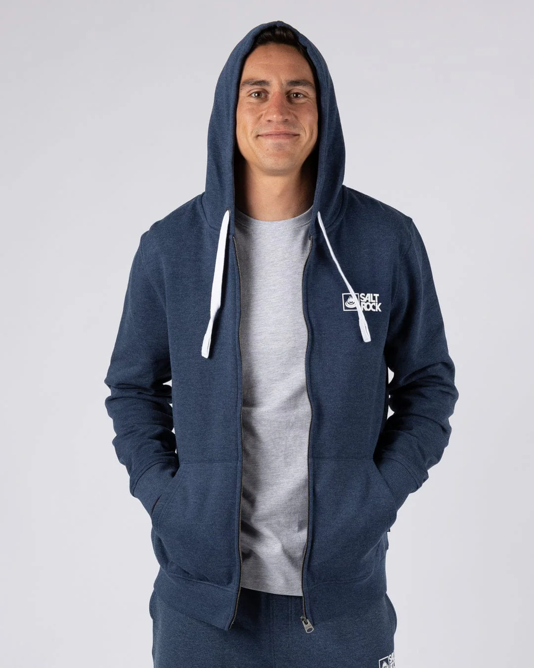 Saltrock Original - Mens Zip Hood - Blue Marl - Image 5