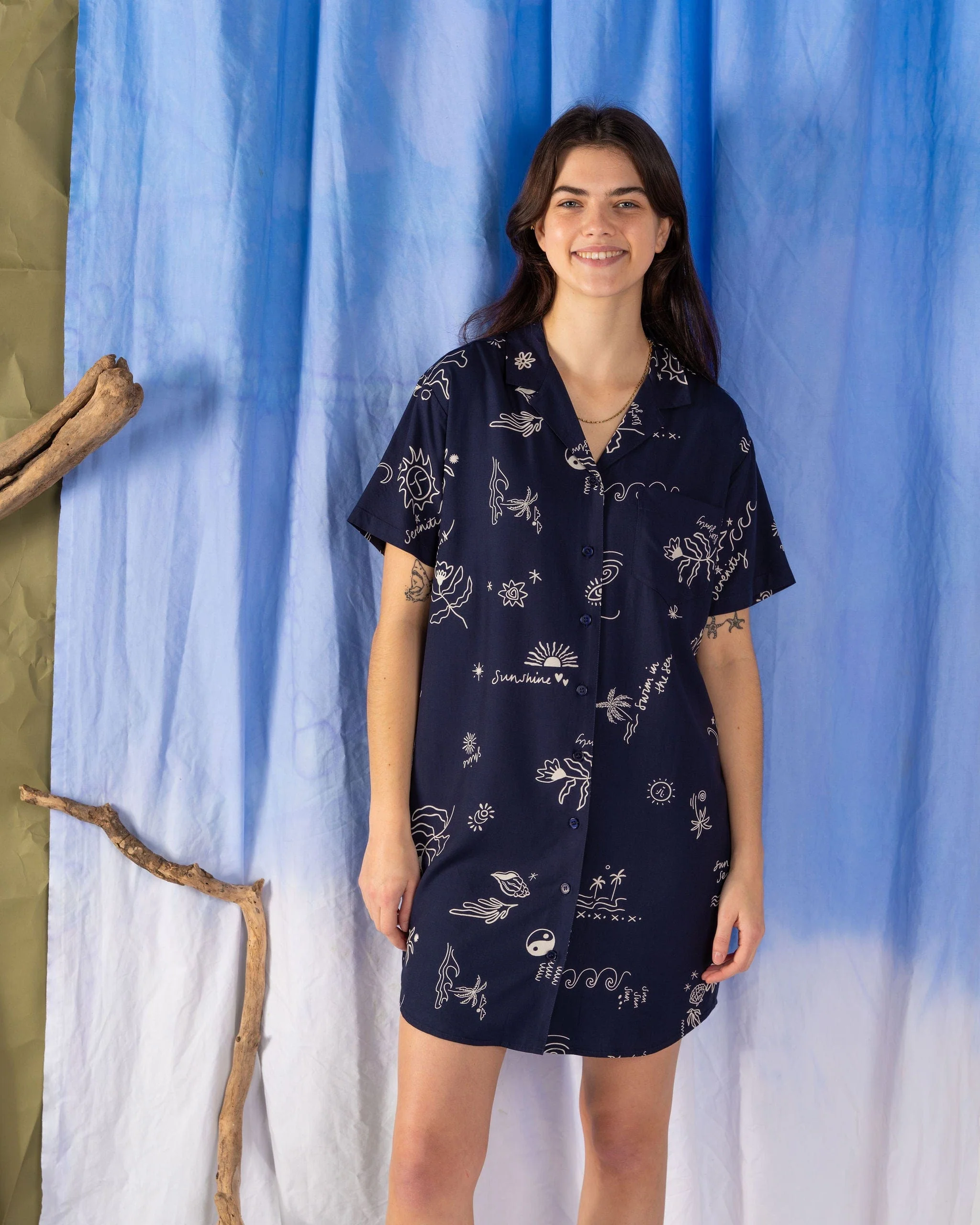Serenity - Womens Shirt Dress - Blue - Image 7