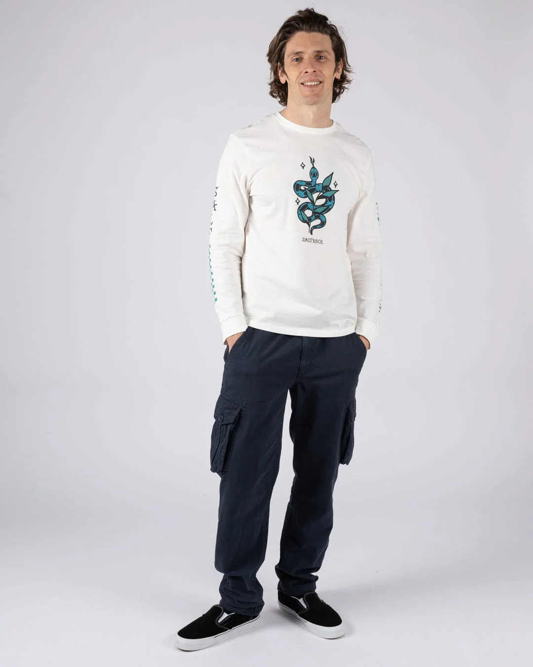 Serpent - Mens Long Sleeve T-Shirt - Cream - Image 5
