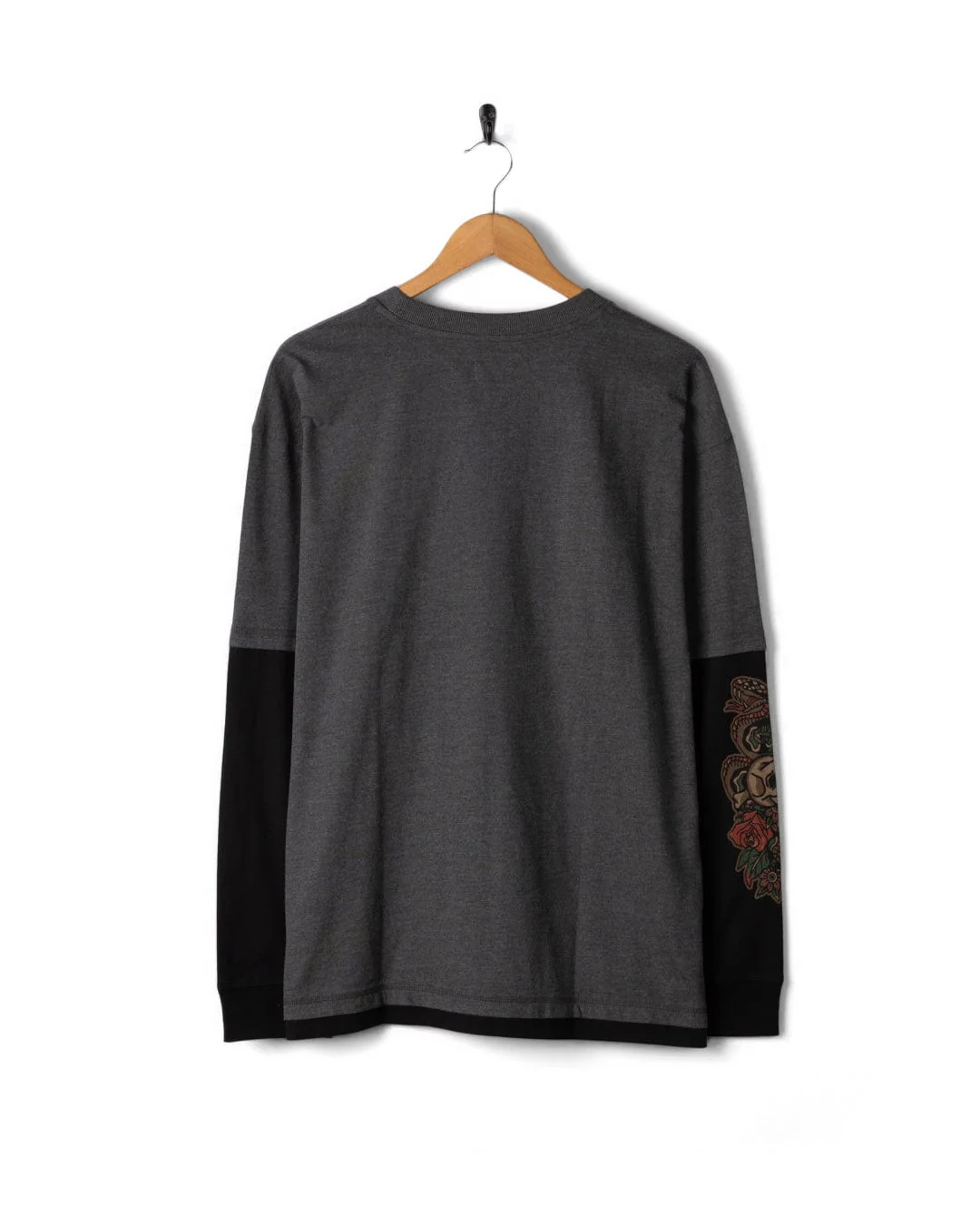 Shaka Tattoo - Mens Oversized Long Sleeve T-Shirt - Dark Grey - Image 6