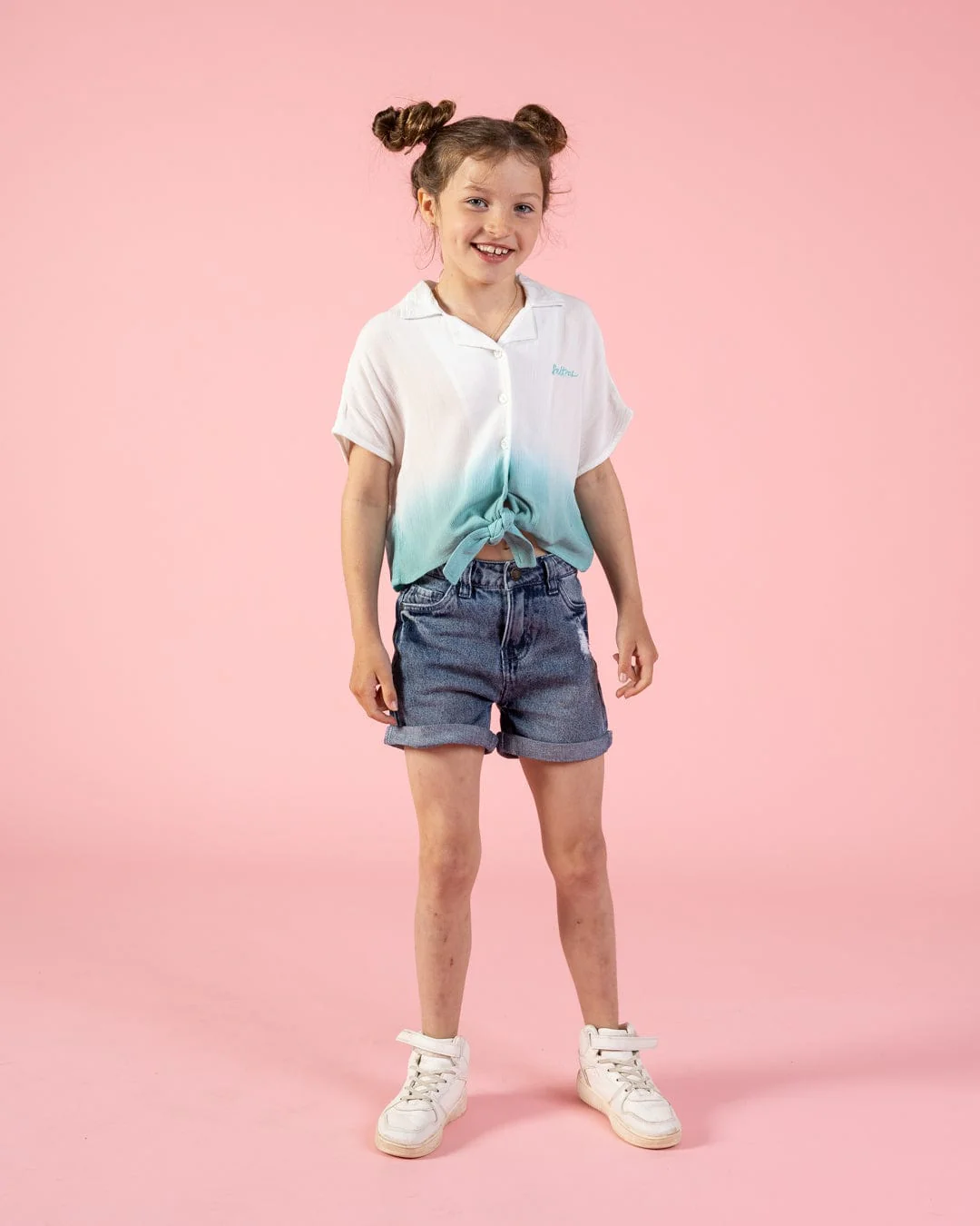 Shelby - Kids Front Knot Shirt - Turquoise