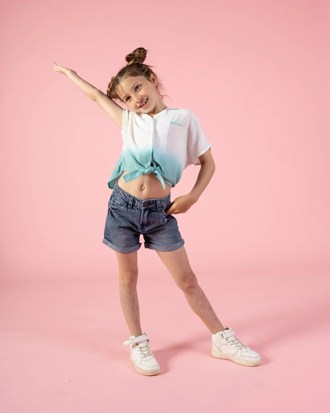 Shelby - Kids Front Knot Shirt - Turquoise - Image 10