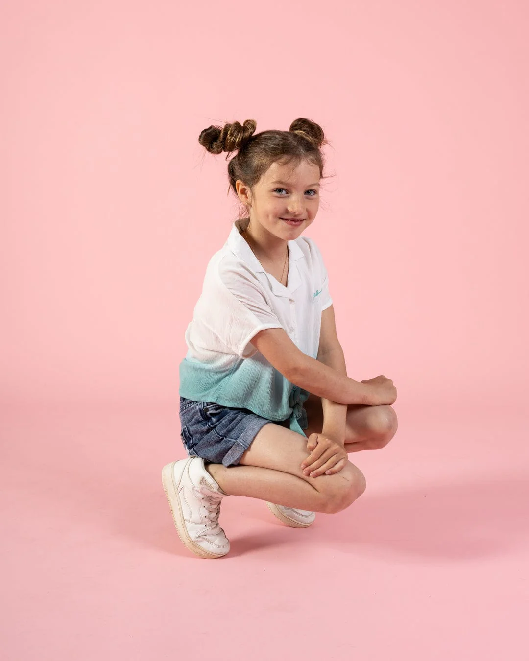 Shelby - Kids Front Knot Shirt - Turquoise - Image 6