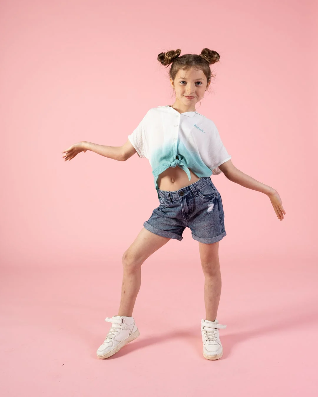Shelby - Kids Front Knot Shirt - Turquoise - Image 8