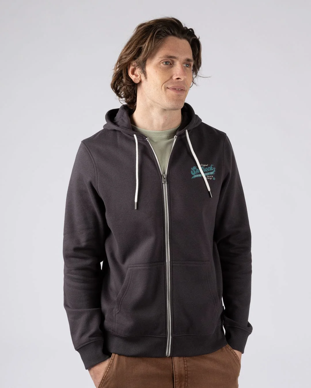 Shore Ride - Mens Zip Hoodie - Dark Grey - Image 6