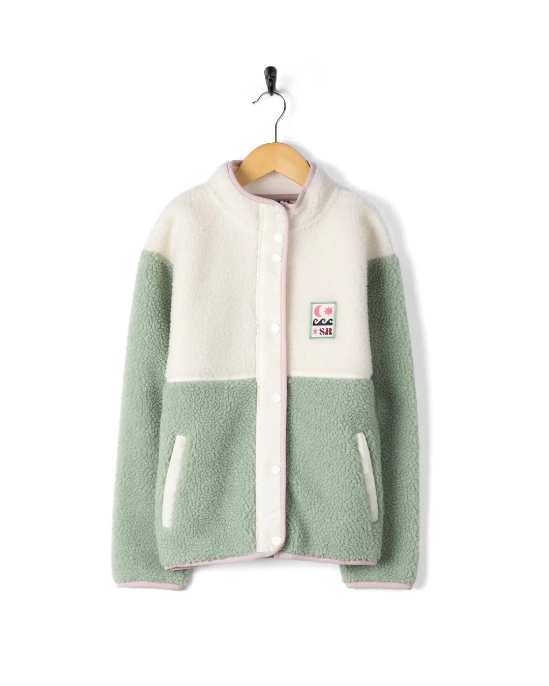 Simz - Kids Zip Fleece - Cream/Green