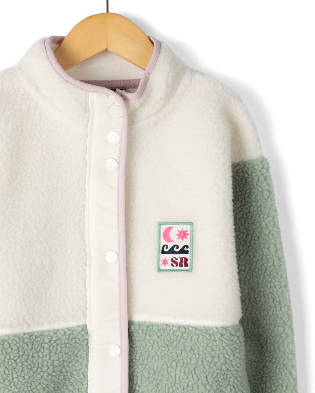 Simz - Kids Zip Fleece - Cream/Green - Image 2
