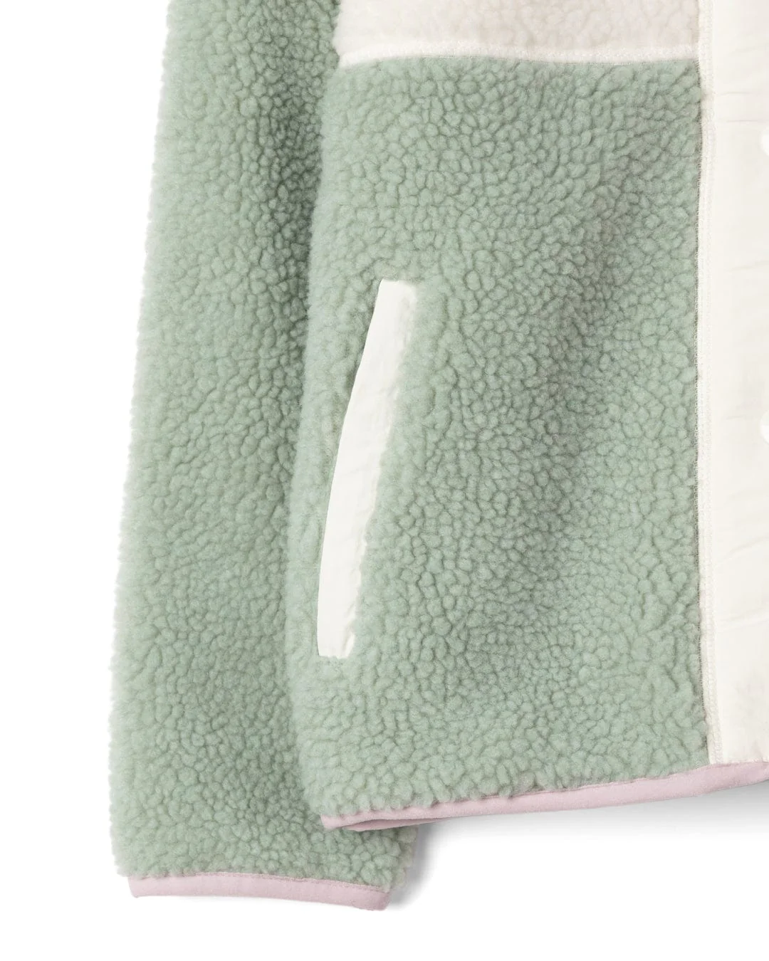 Simz - Kids Zip Fleece - Cream/Green - Image 3