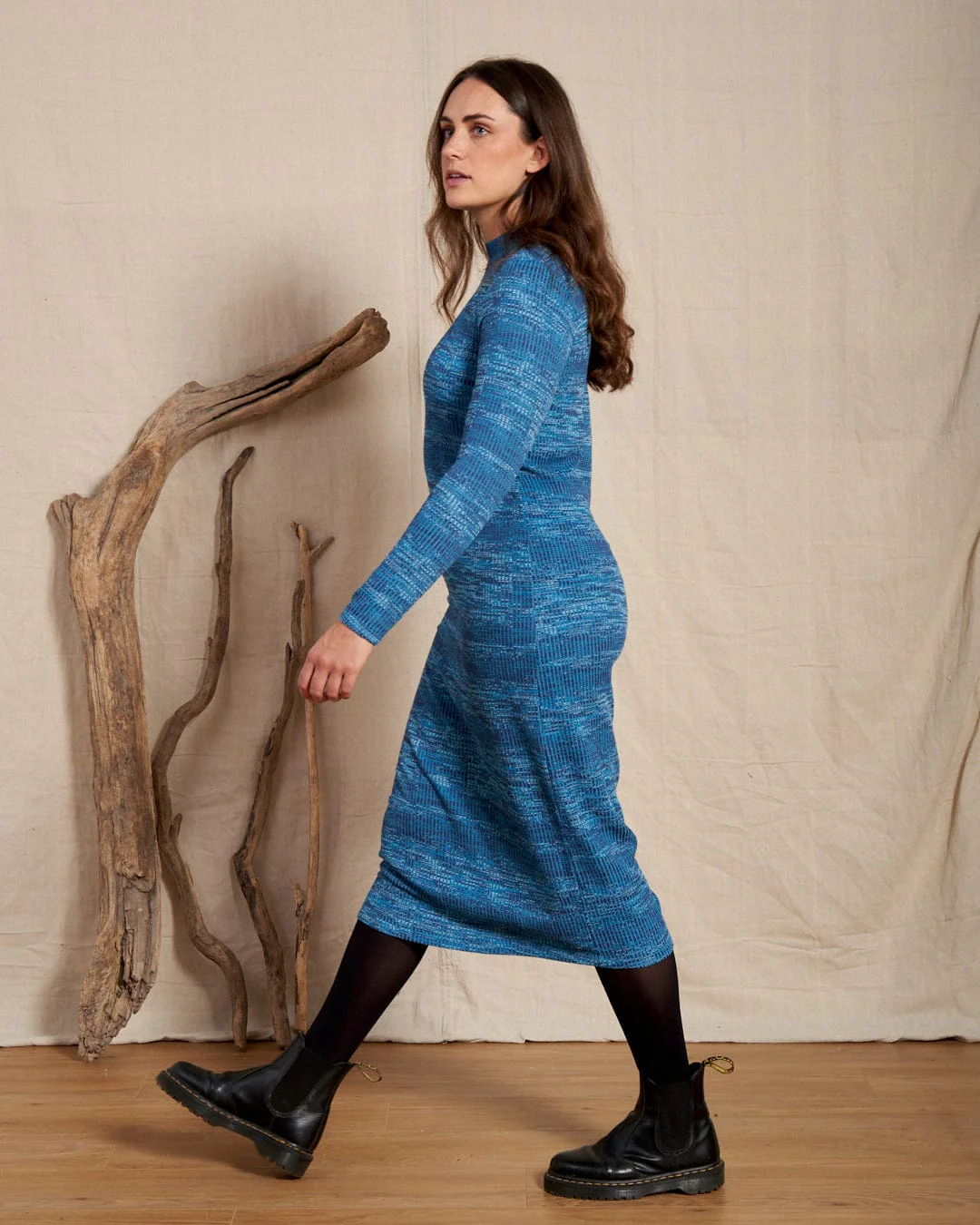 Space Dye Brooklyn - Womens Midi Dress - Blue - Image 2