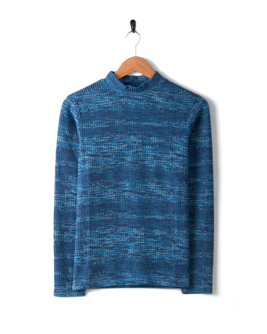 Space Dye Brooklyn - Womens Funnel Neck Top - Blue - Image 4