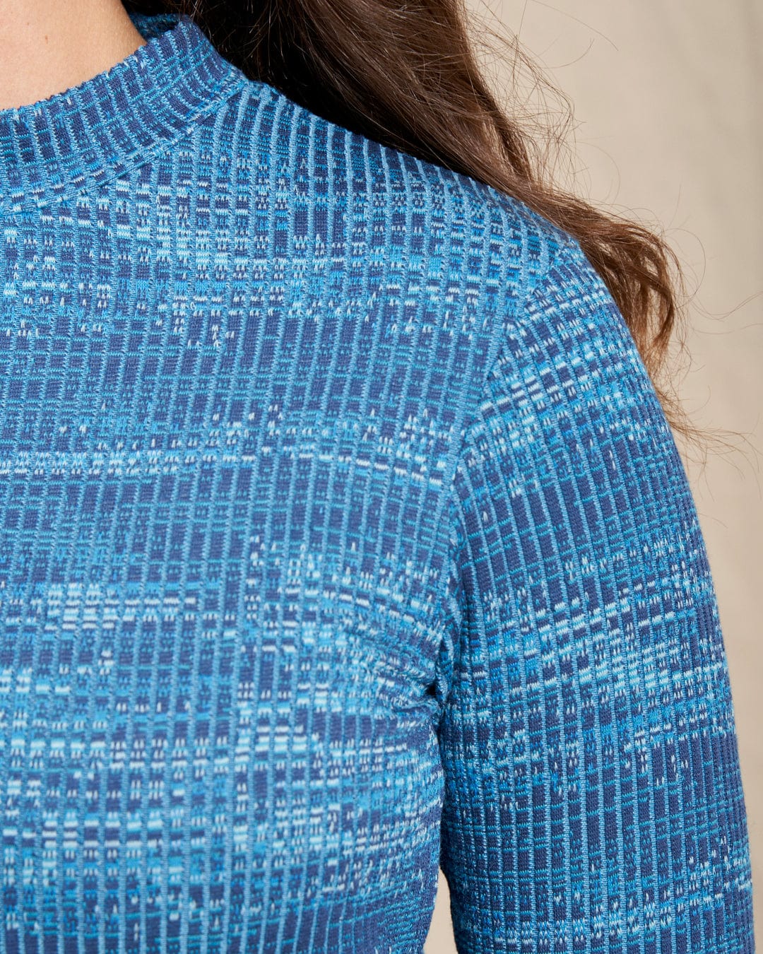 Space Dye Brooklyn - Womens Funnel Neck Top - Blue - Image 8