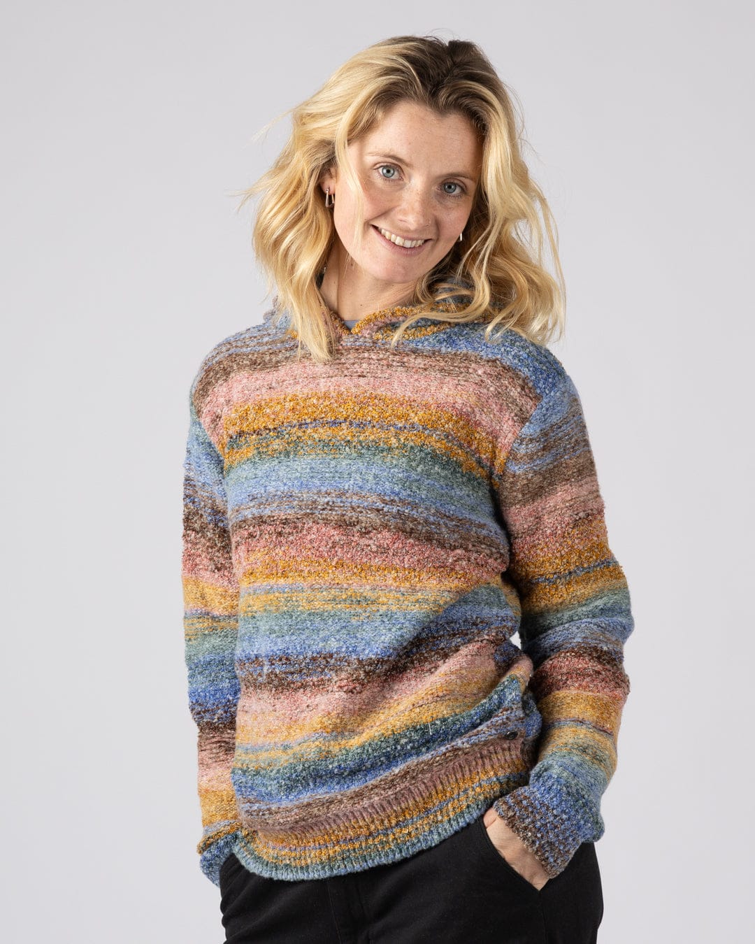 Space Dye Erin - Womens Hooded Jumper - Blue