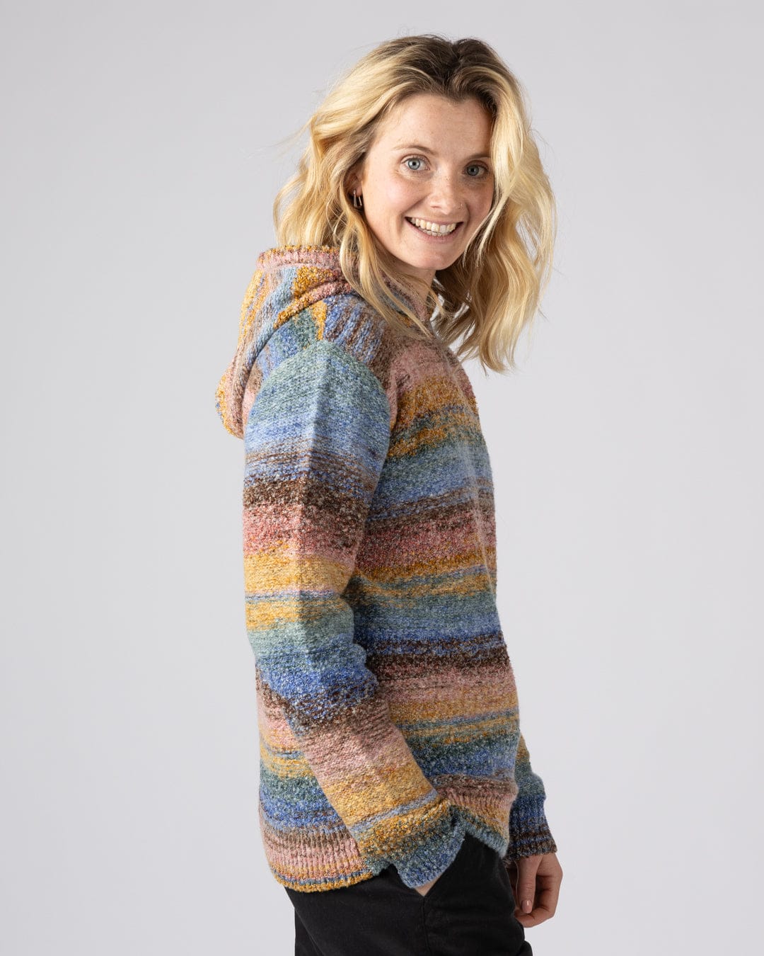 Space Dye Erin - Womens Hooded Jumper - Blue - Image 2