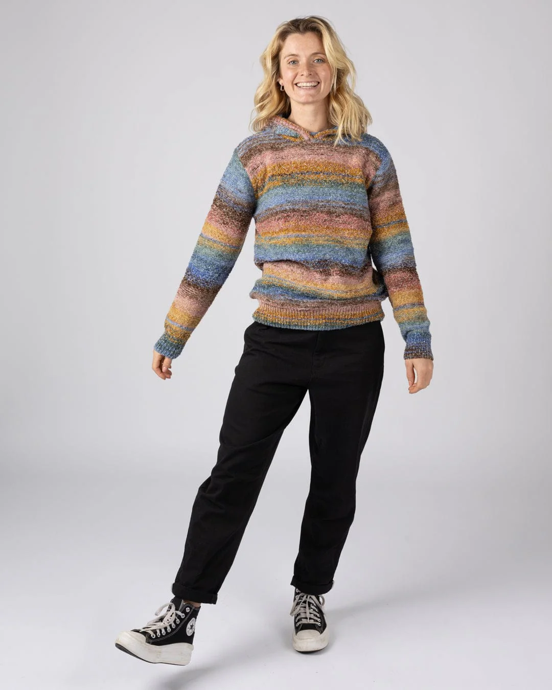 Space Dye Erin - Womens Hooded Jumper - Blue - Image 4