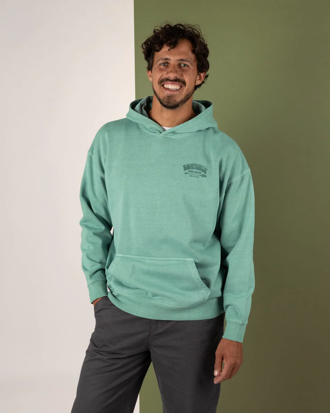 Split Dark - Mens Oversized Pop Hoodie - Light Blue - Image 3