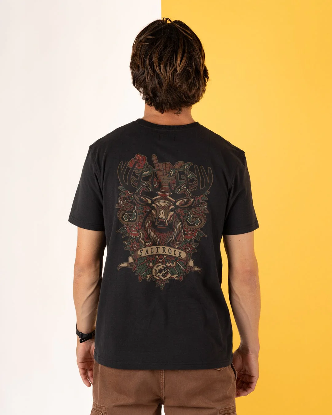 Stag Tattoo - Mens Short Sleeve T-Shirt - Black - Image 3