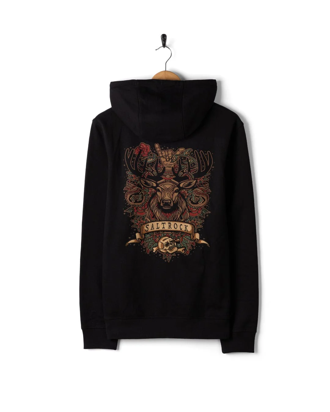 Stag Tattoo - Mens Zip Hood - Black - Image 5