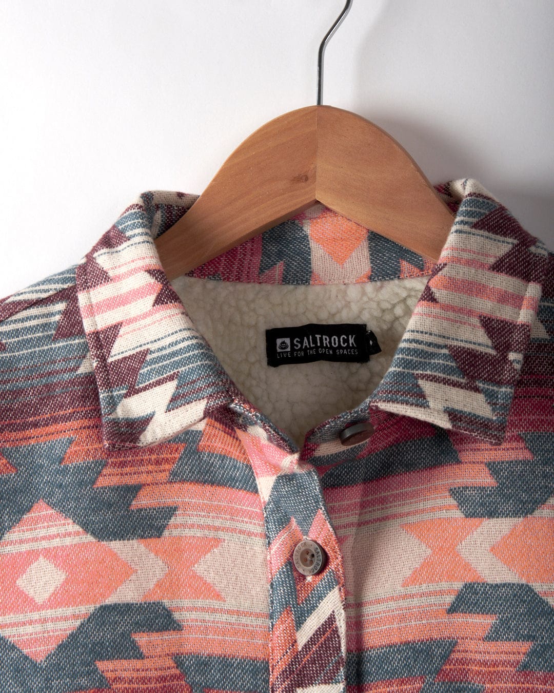 Stella Aztec - Womens Recycled Sherpa Lined Shacket - Pink - Image 5