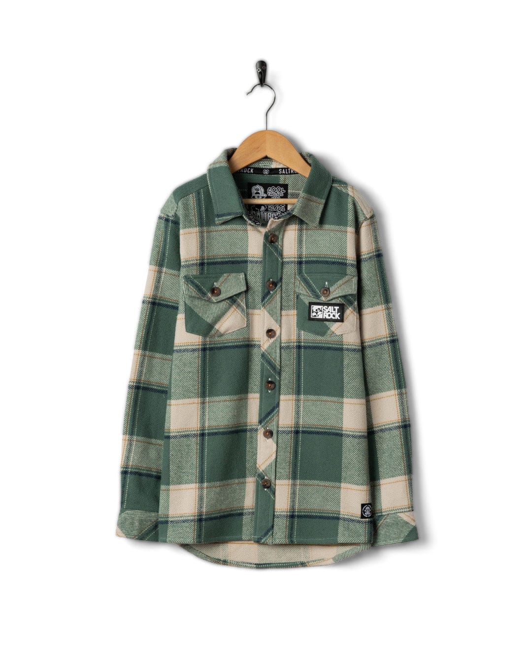 Strait - Kids Long Sleeve Flannel Shirt - Dark Green - Image 8