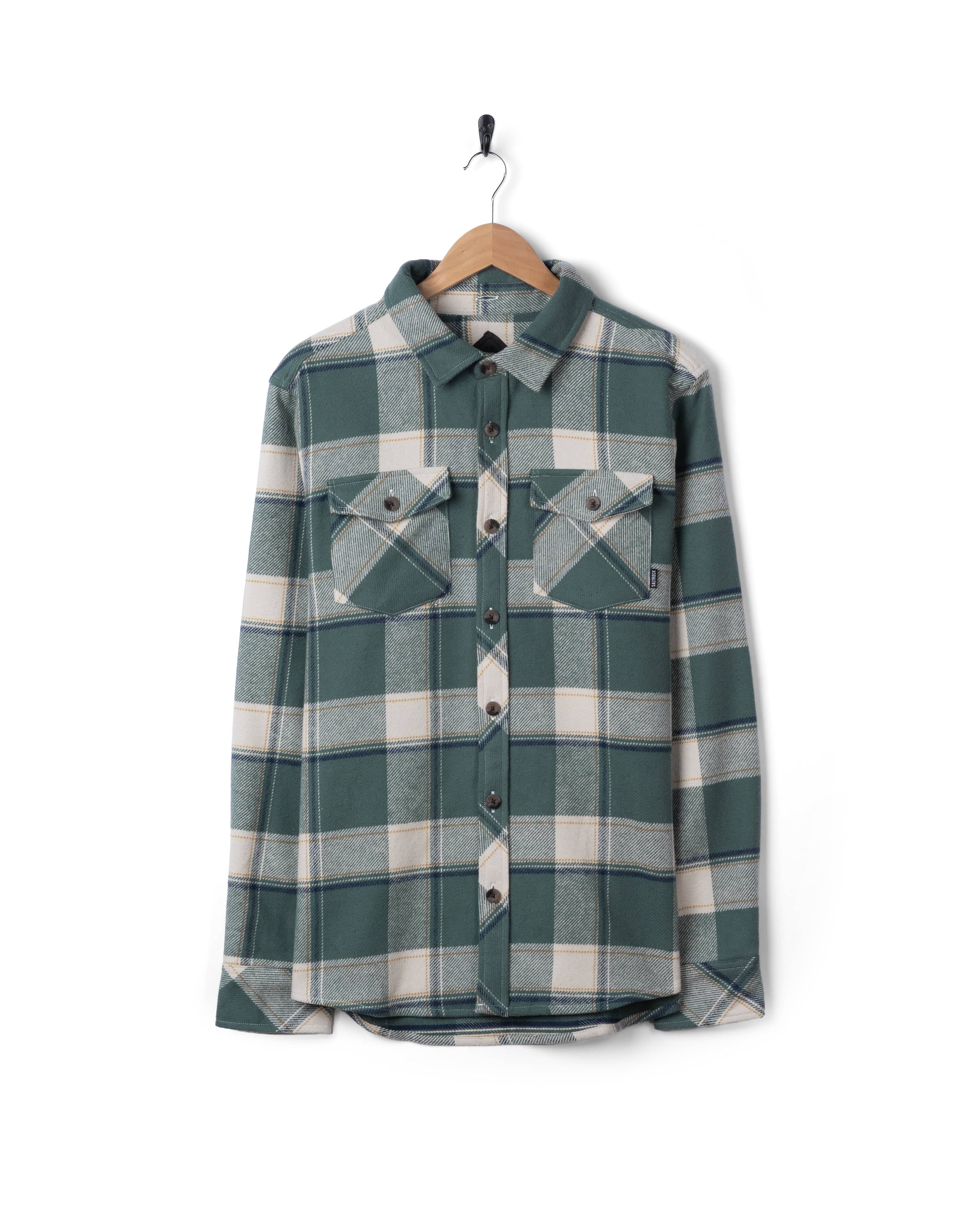 Strait - Mens Hooded Flannel Shirt - Green - Image 15