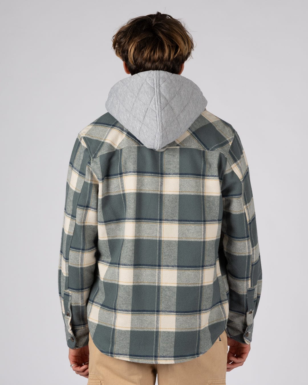 Strait - Mens Hooded Flannel Shirt - Green - Image 4