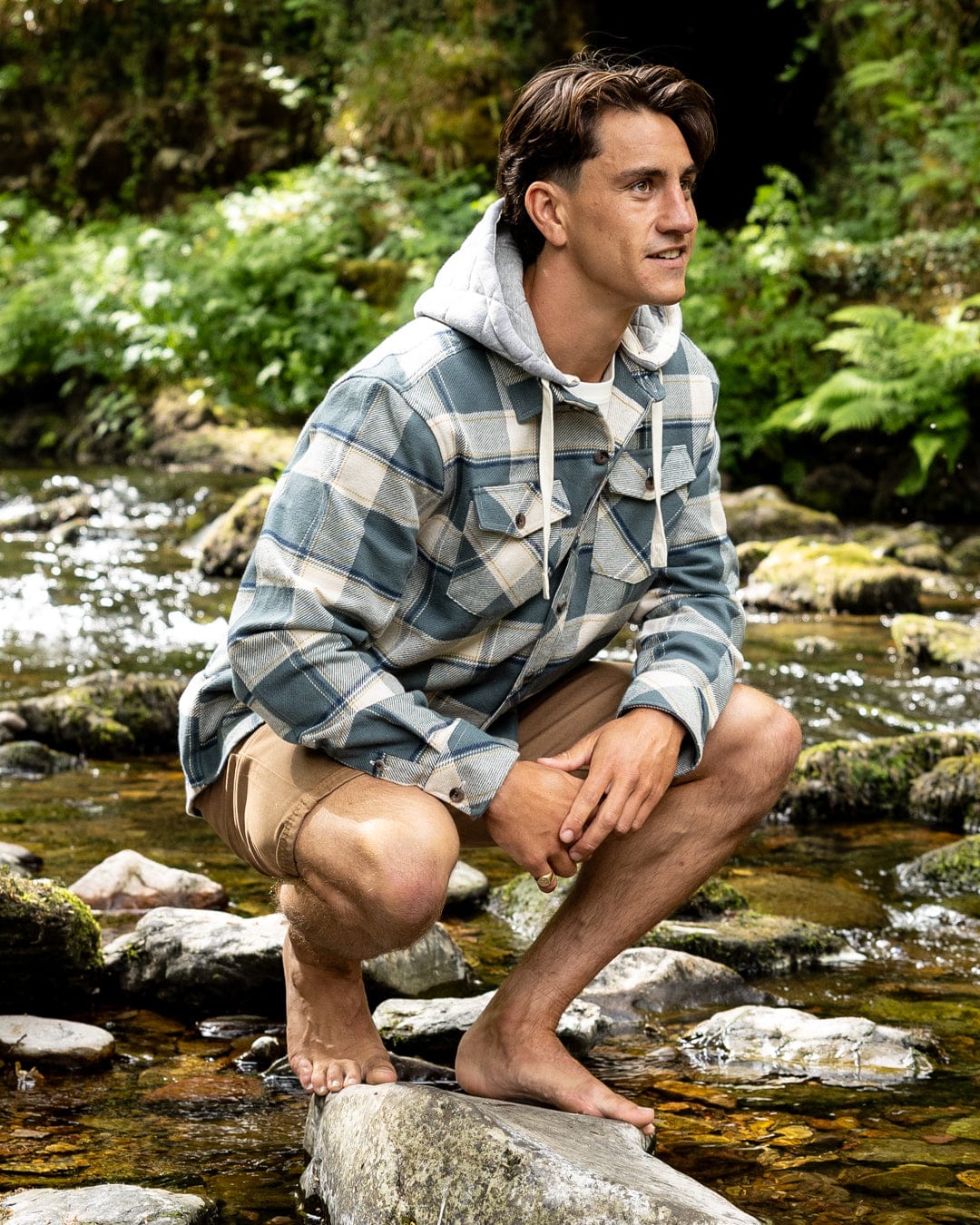 Strait - Mens Hooded Flannel Shirt - Green - Image 7