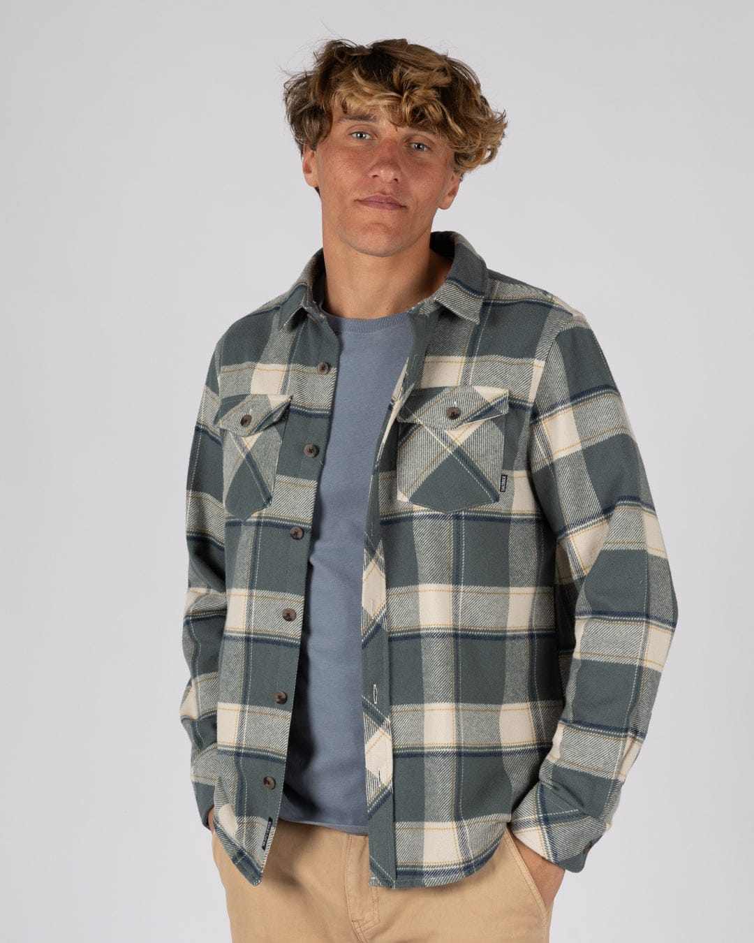 Strait - Mens Hooded Flannel Shirt - Green - Image 8
