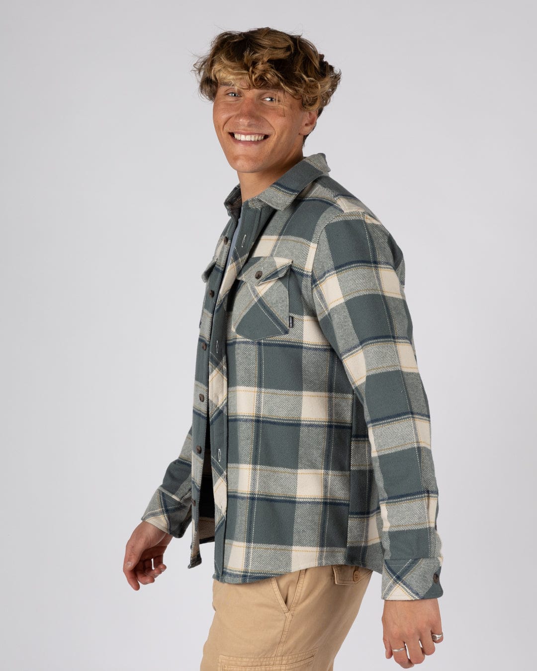 Strait - Mens Hooded Flannel Shirt - Green - Image 9