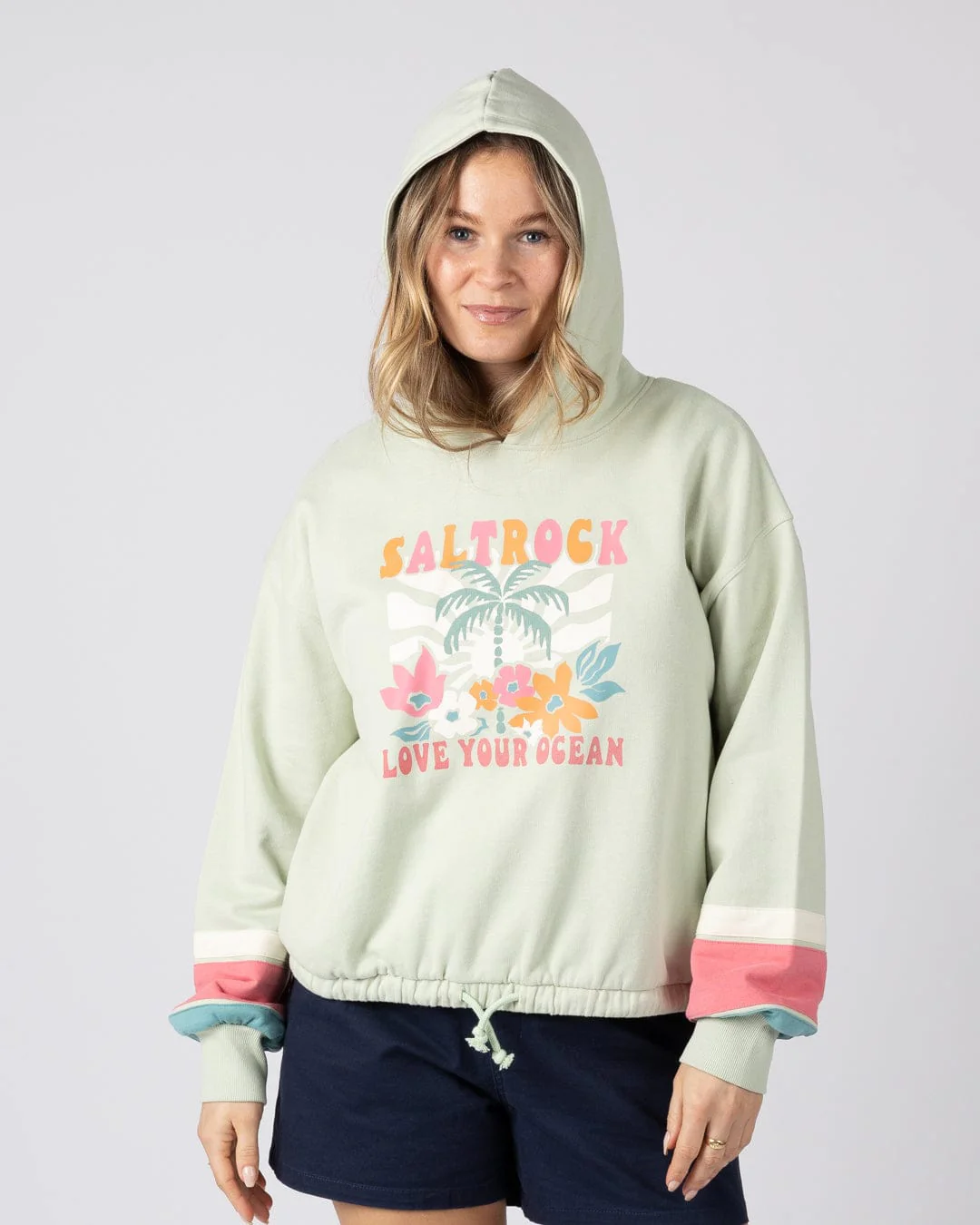 Sun Daze  - Womens Pop Hoodie - Light Green - Image 3