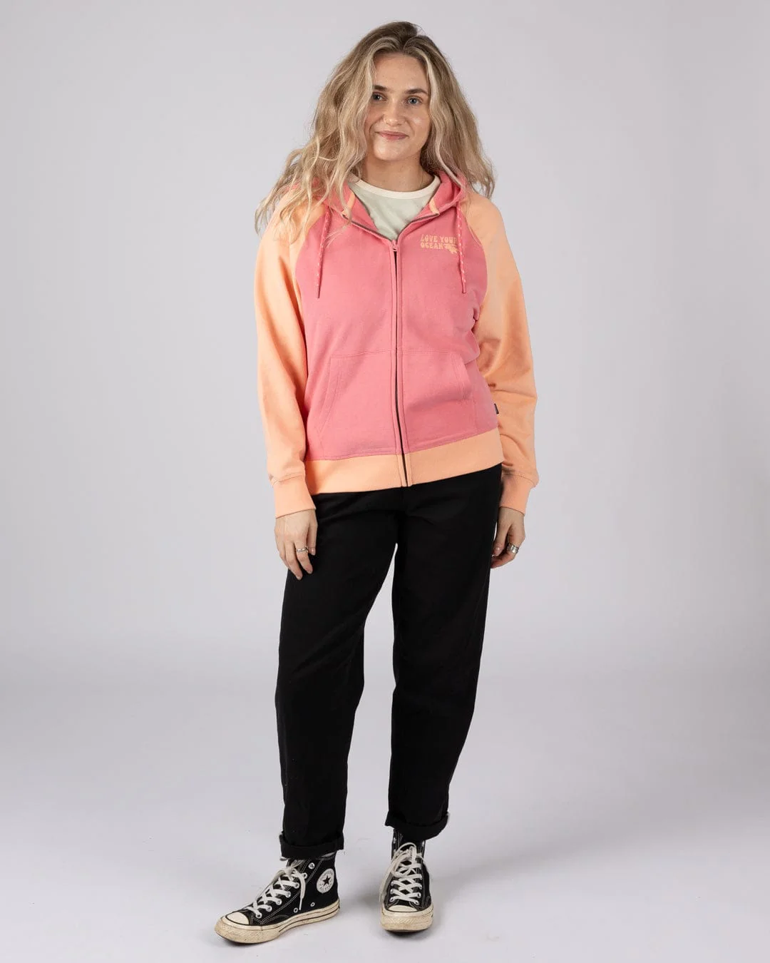 Sun Daze - Womens Zip Through Hoodie - Bright Pink - Image 7