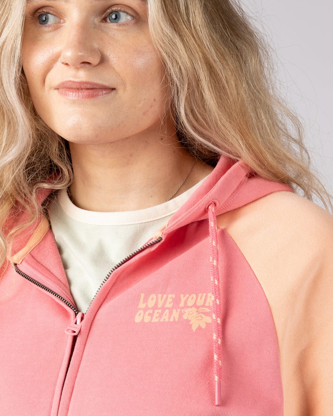 Sun Daze - Womens Zip Through Hoodie - Bright Pink - Image 8