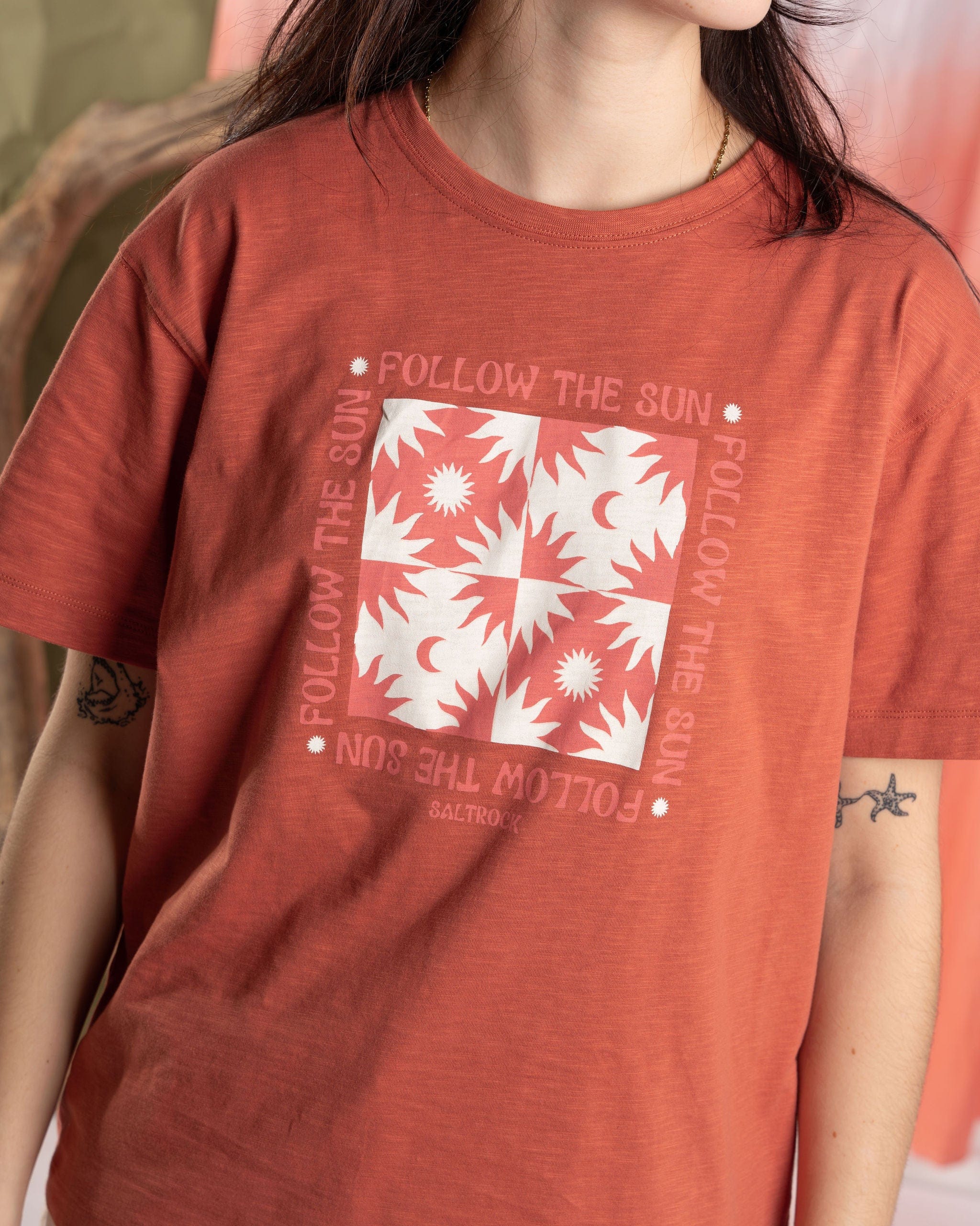 Sun Follower - Womens Oversized Short Sleeve T-Shirt - Orange - Image 2