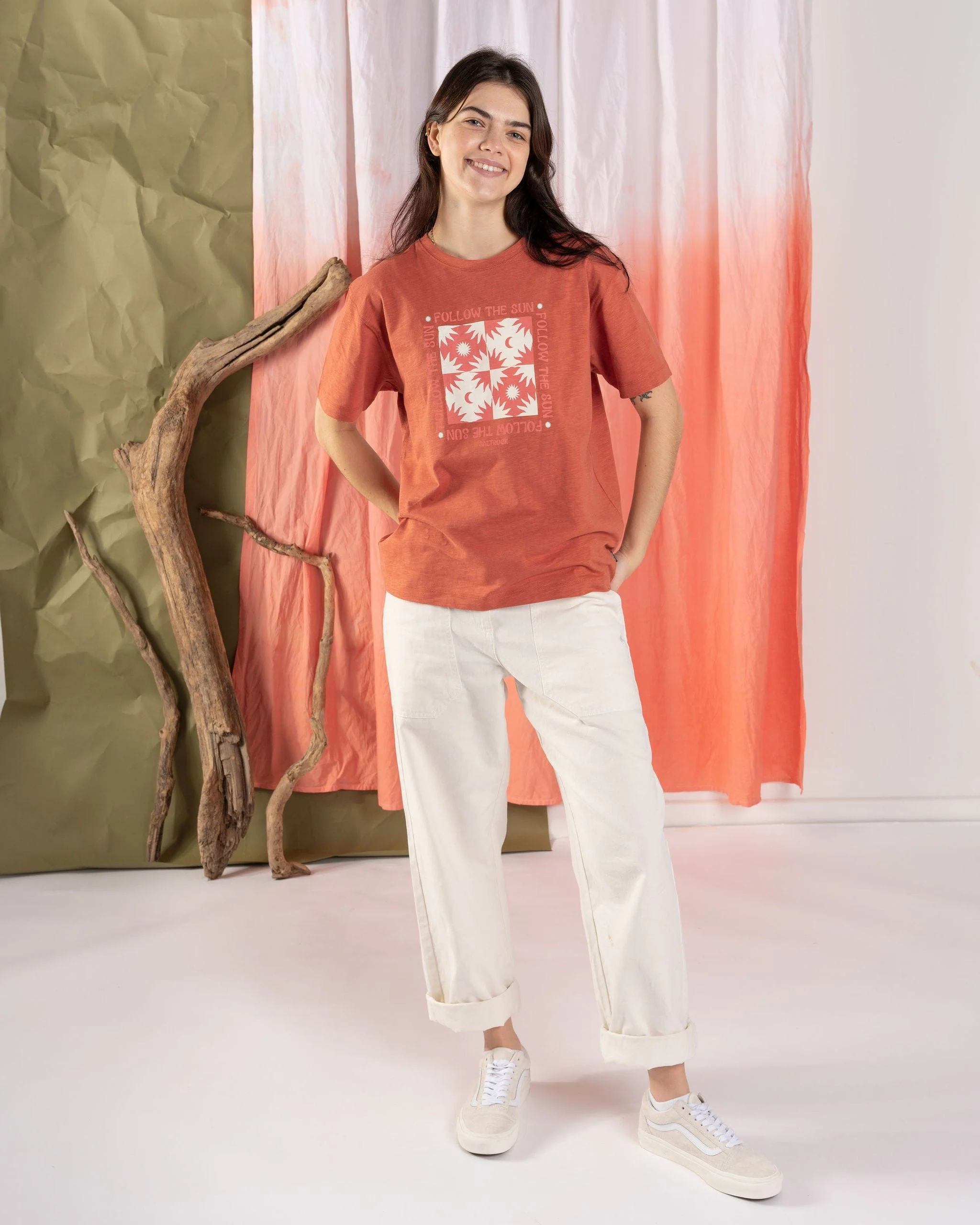 Sun Follower - Womens Oversized Short Sleeve T-Shirt - Orange - Image 4