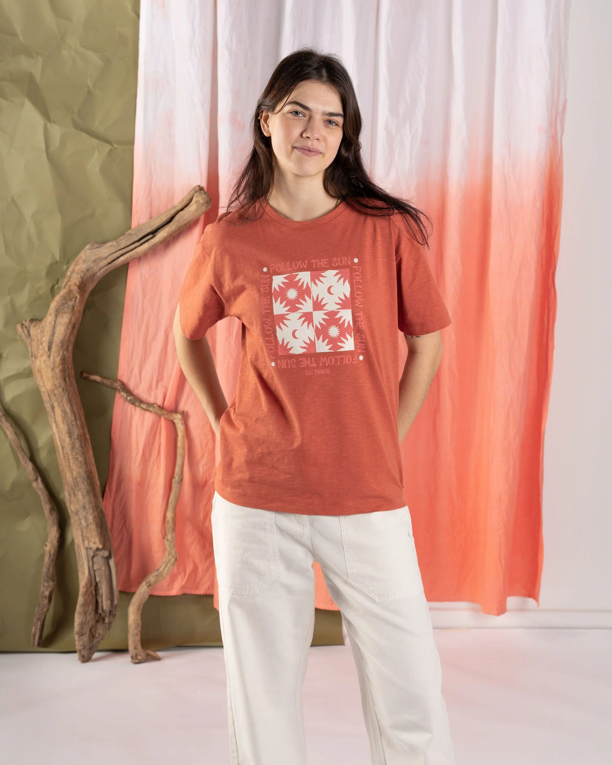 Sun Follower - Womens Oversized Short Sleeve T-Shirt - Orange - Image 7