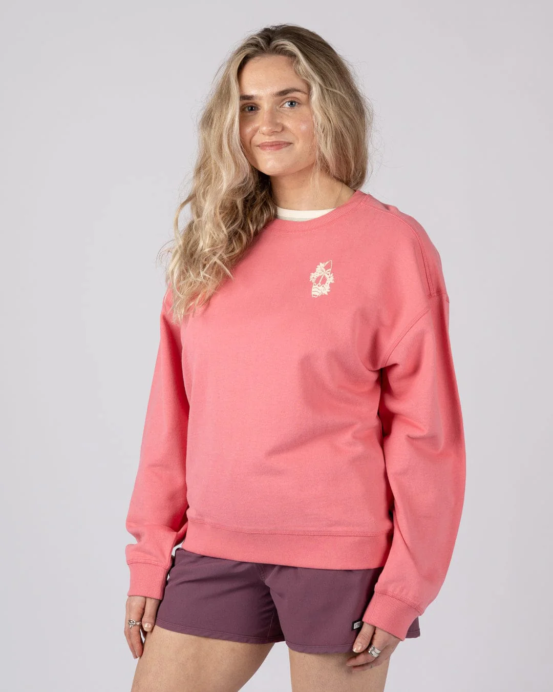 Sun Surfer - Womens Oversized Sweatshirt - Pink - Image 2