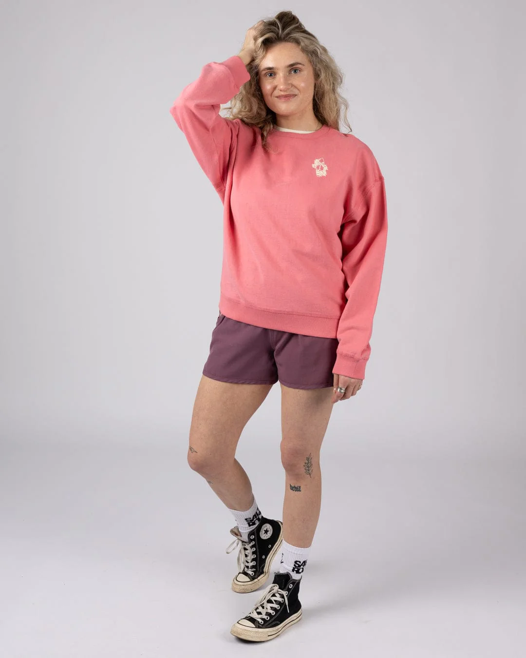 Sun Surfer - Womens Oversized Sweatshirt - Pink - Image 3