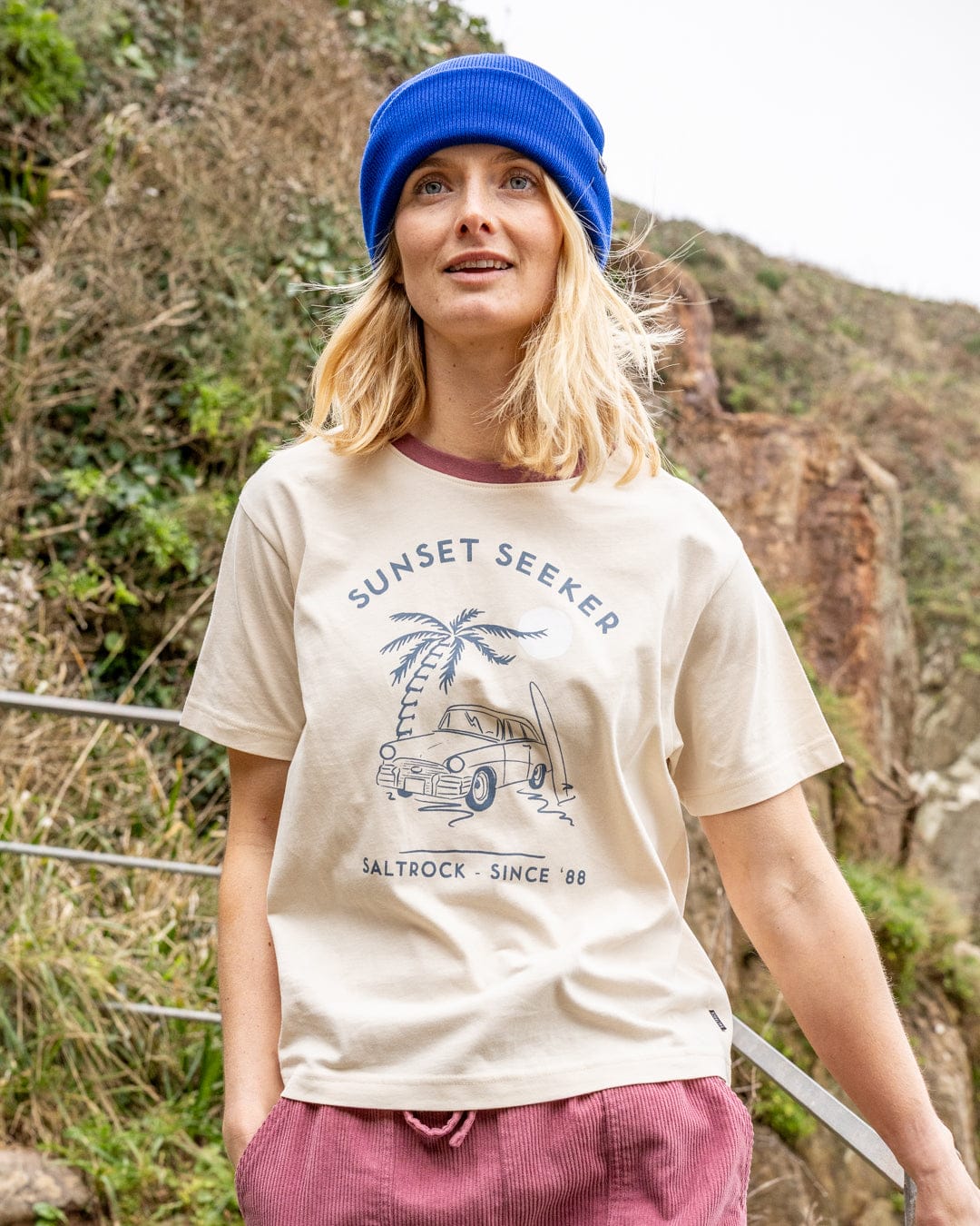 Sunset Seeker - Womens Boxy Short Sleeve T-Shirt - Cream - Image 3