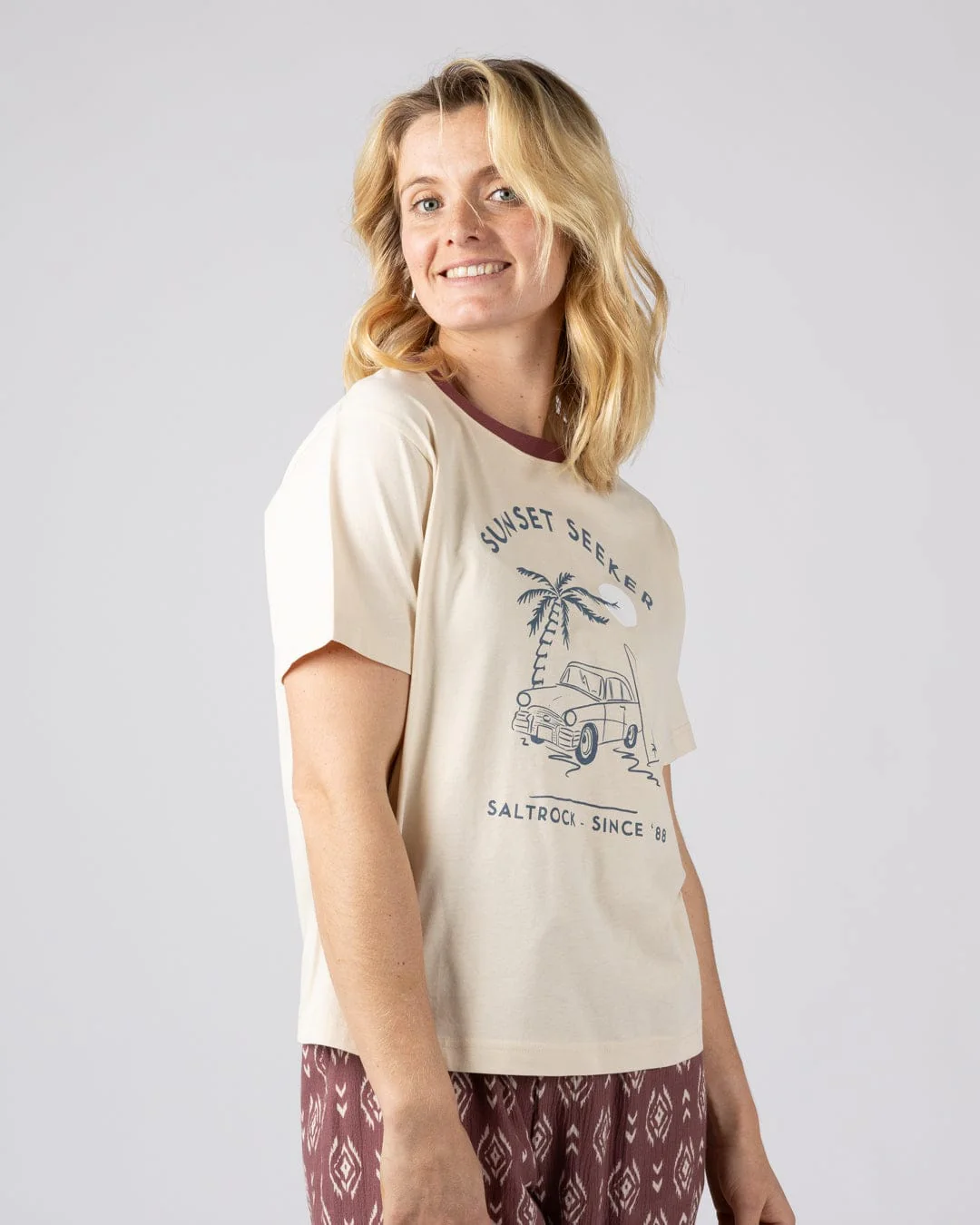 Sunset Seeker - Womens Boxy Short Sleeve T-Shirt - Cream - Image 7