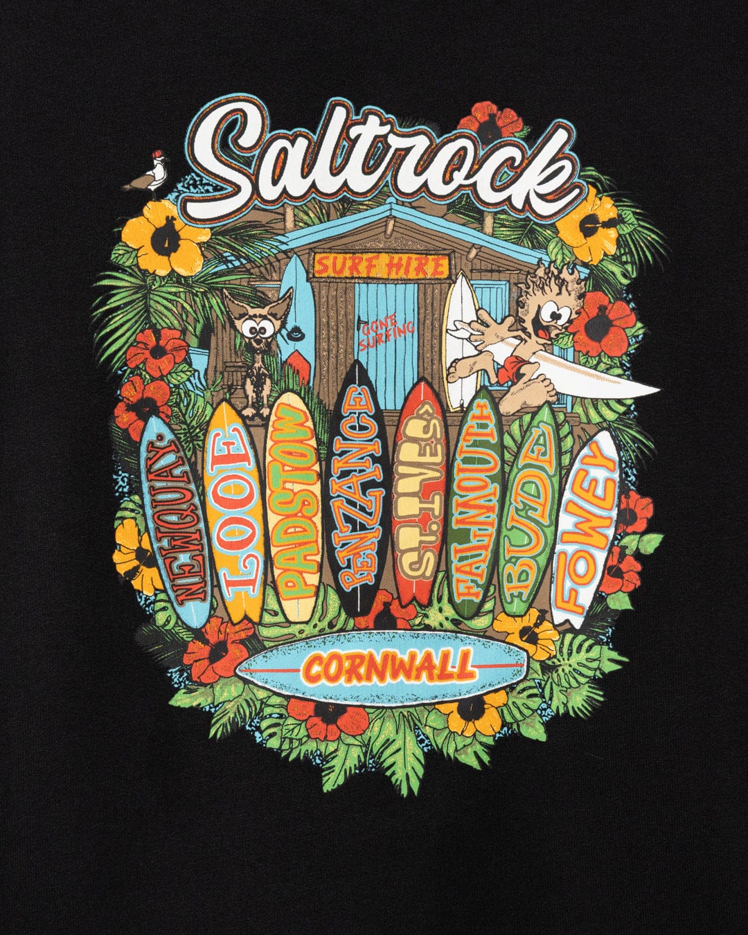 Surf Shack Cornwall - Kid's Pop Hoodie - Black - Image 2