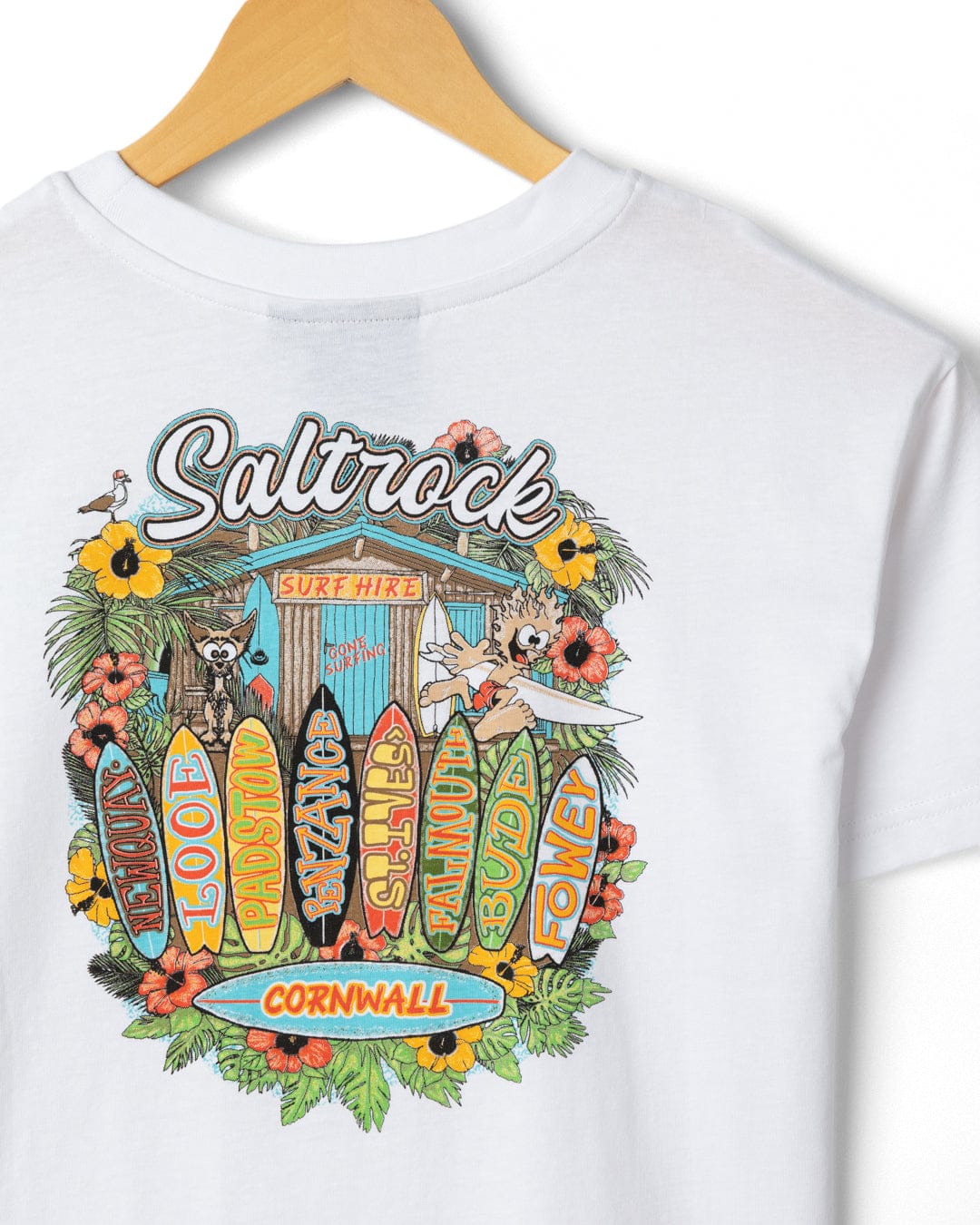 Surf Shack Cornwall - Kids Short Sleeve T-shirt- White - Image 3