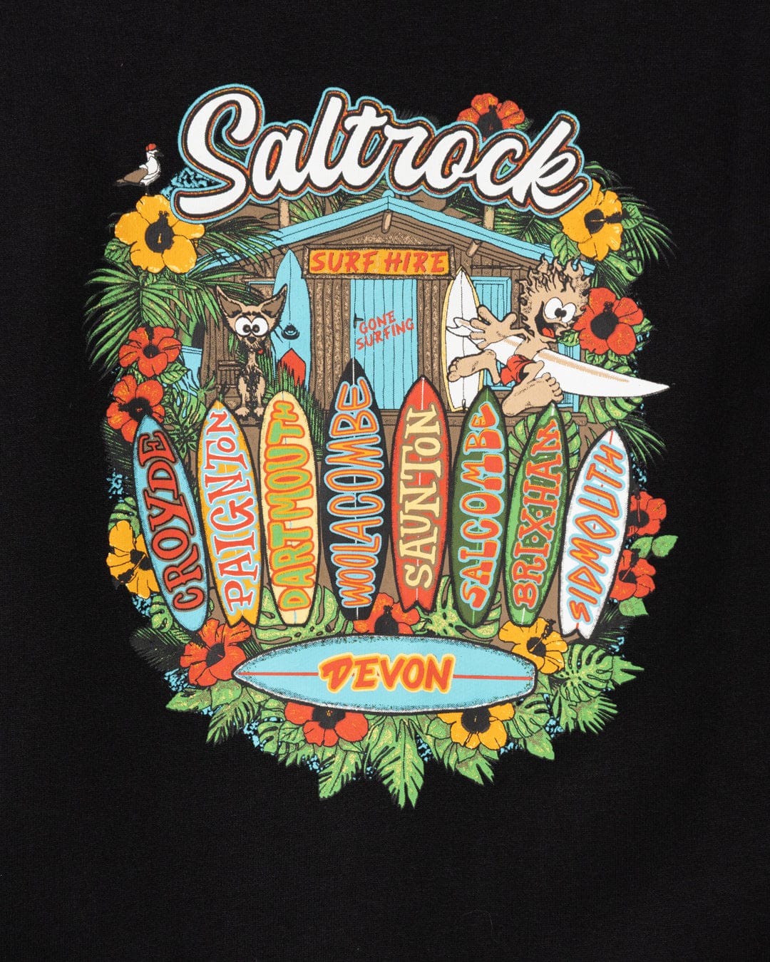Surf Shack Devon - Kid's Pop Hoodie - Black - Image 2