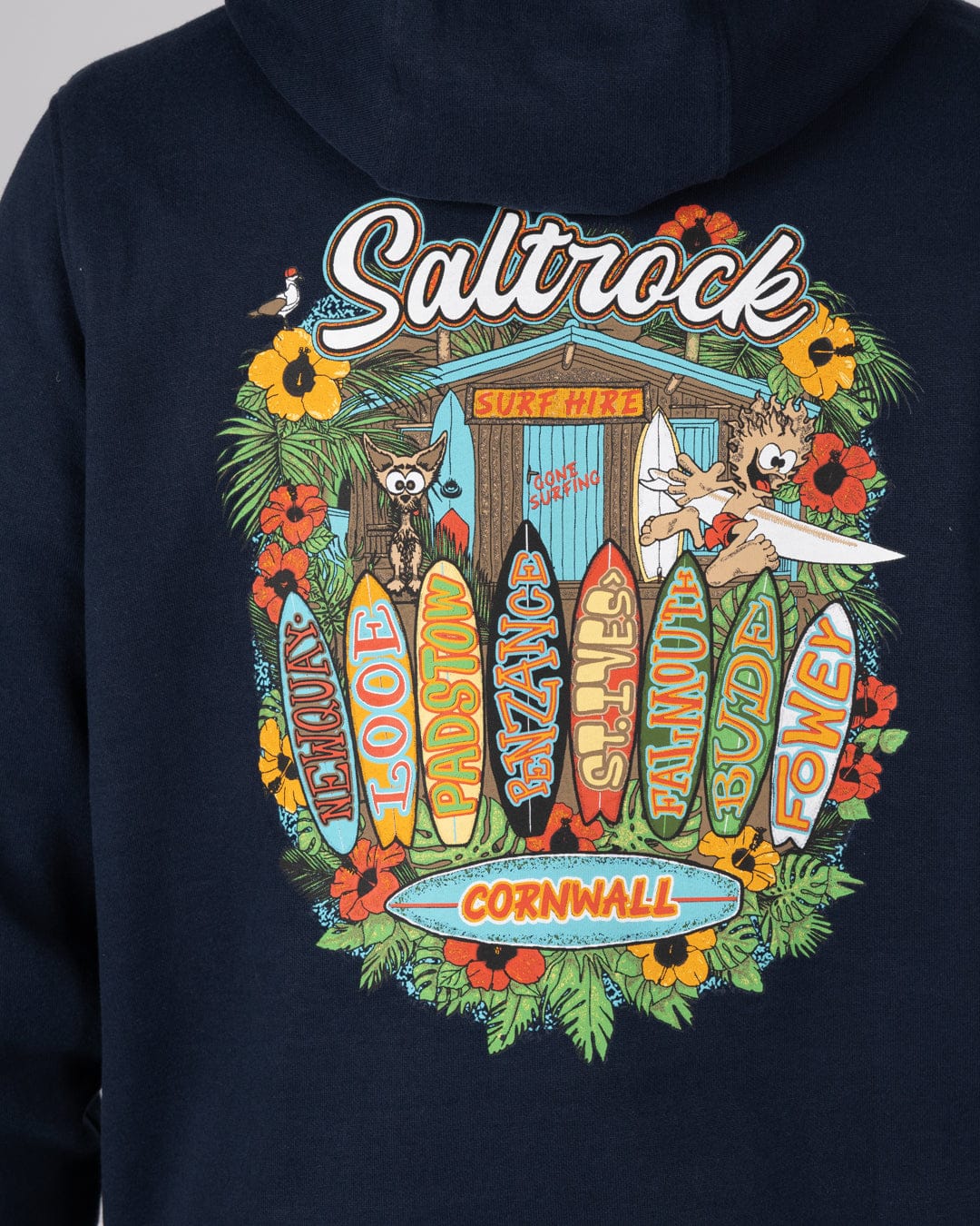 Surf Shack Cornwall - Mens Pop Hoodie - Blue - Image 3