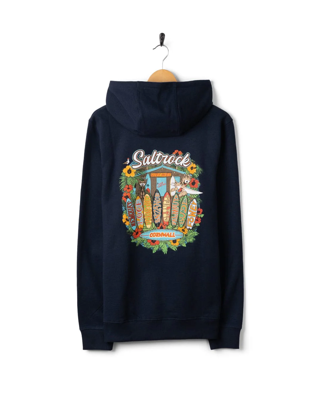 Surf Shack Cornwall - Mens Pop Hoodie - Blue - Image 5