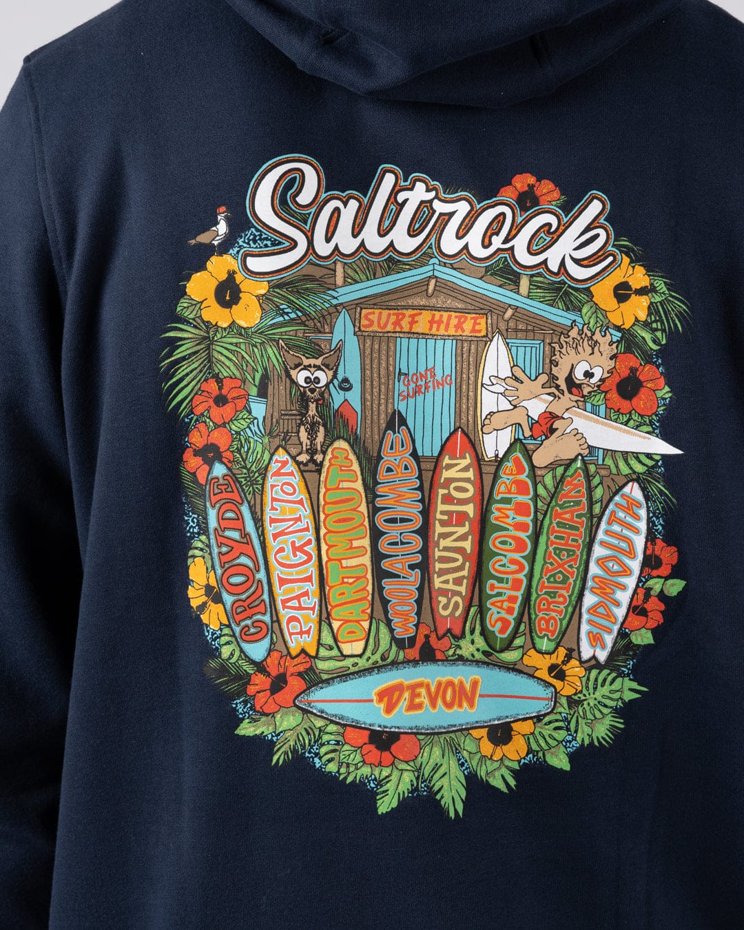 Surfshack Devon - Mens Pop Hoodie - Blue - Image 2