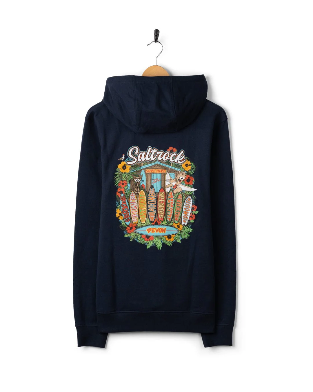 Surfshack Devon - Mens Pop Hoodie - Blue - Image 5