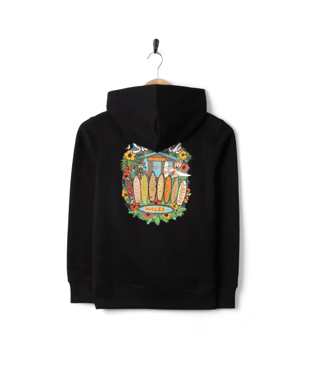 Surf Shack Wales - Kid's Pop Hoodie - Black