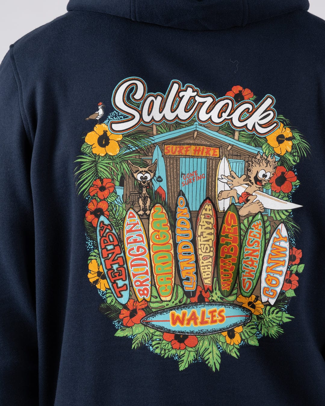 Surf Shack Wales - Mens Pop Hoodie - Blue - Image 3