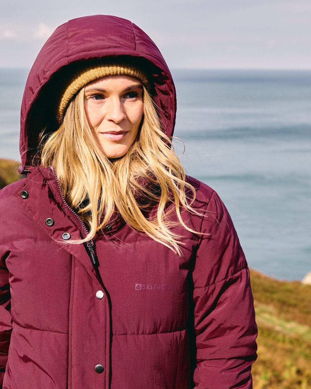 Tahoe - Womens Longline Padded Coat - Burgundy - Image 5